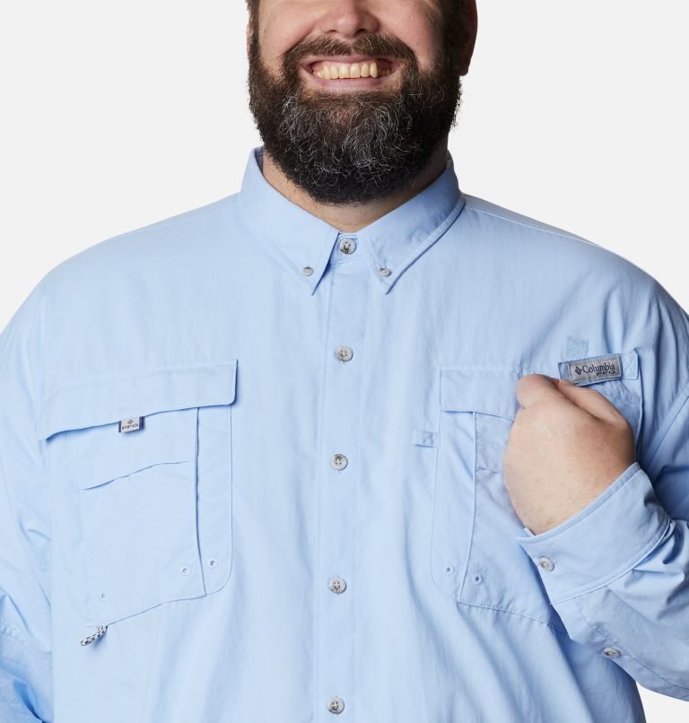 Men's Columbia PFG Bahama II Long Sleeve Shirts Light Blue | Plus Size CA-ELC56